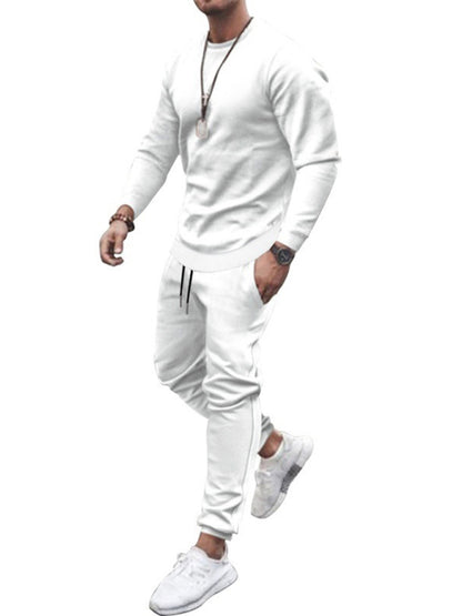Long-sleeved casual suit men's solid color trendy sports suit